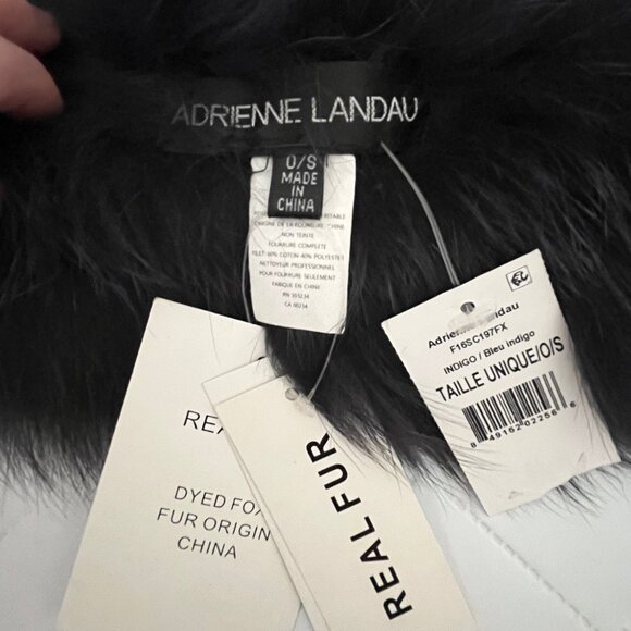 Fox Fur Infinity Scarf in Indigo Blue by Adrienne Landu - Authentic - Picture 9 of 14